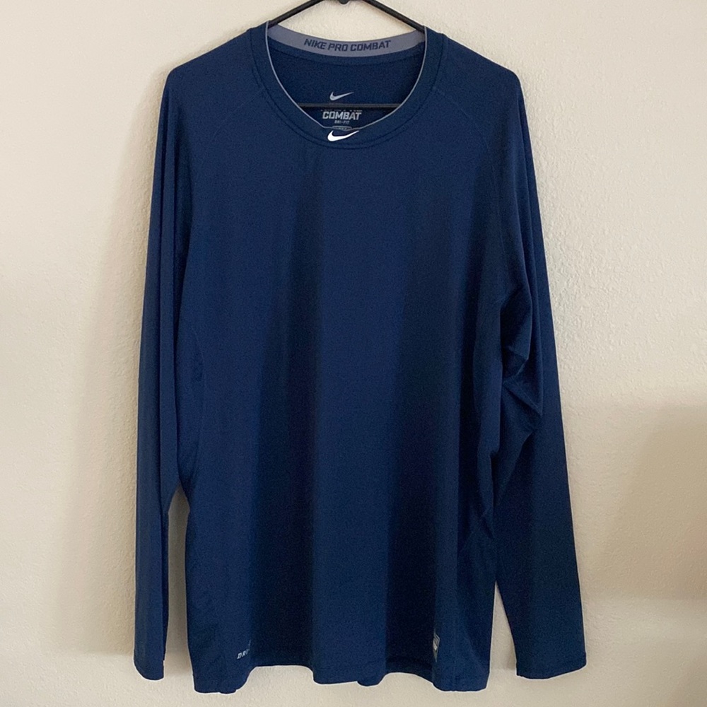 Blue Nike XXL Pro Combat Long Sleeve Shirt